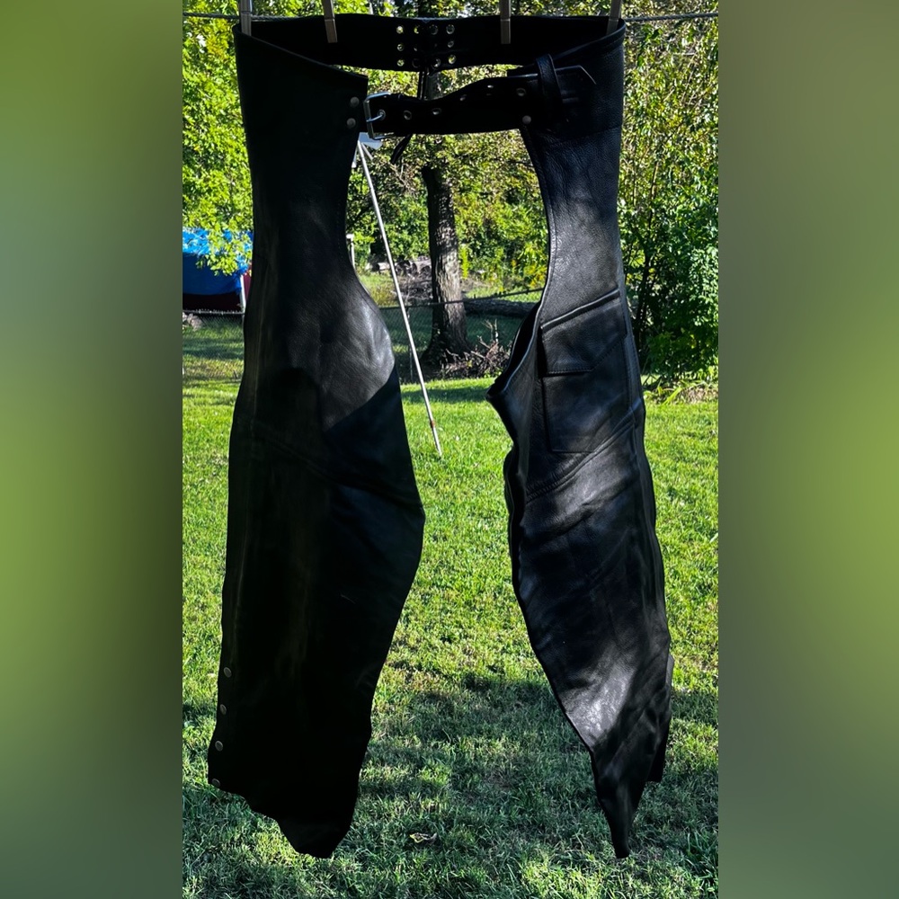 Unisex Black Leather Chaps (see description for measurements)